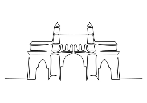 Sacred Mosque Landmark One Line Drawing for Islamic Architecture vector