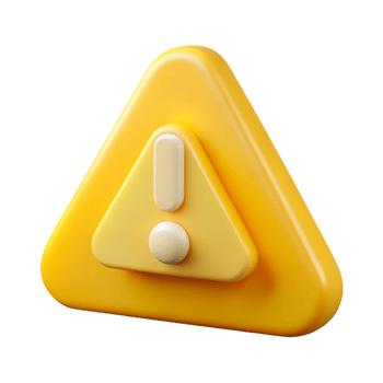 3d yellow triangle exclamation mark icon isolated on transparent background png