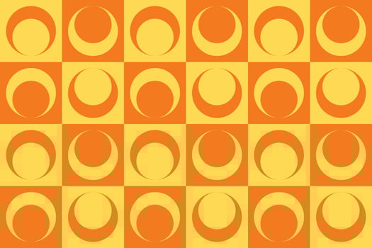 An orange and yellow checkered background with circles vector