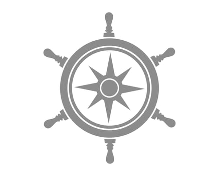 Classic nautical ship wheel graphic. Symbolic of direction, control, navigation, and exploration. Ideal for maritime themes or leadership concepts. vector
