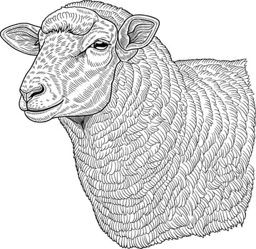 line art drawing of a fat female white background detail sheep vector