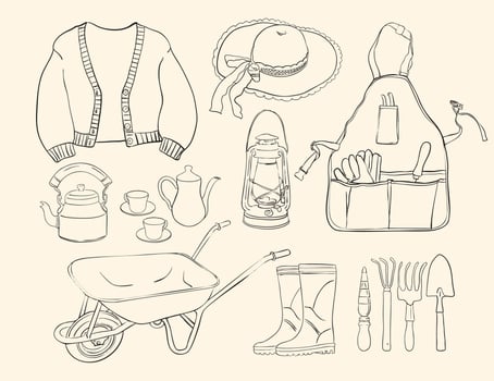 Cottagecore Garden Set Illustration vector