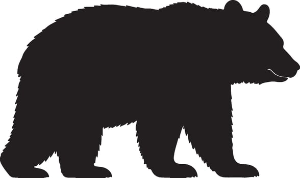 American Black Bear solid black silhouette vector