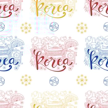 Seamless pattern with symbols of korea. vector