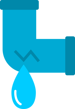 Blue leaking pipe tube flowing dripping water doodle png