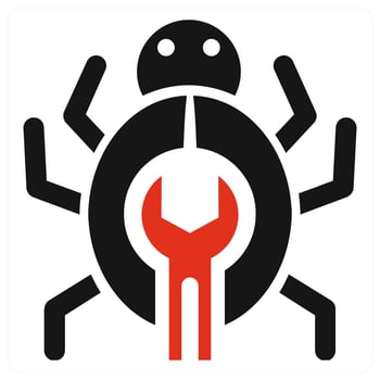 Bug and antivirus in red color vector