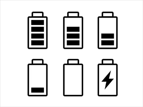 Set of battery icons. Energy Battery charge symbol. Level battery energy. . vector
