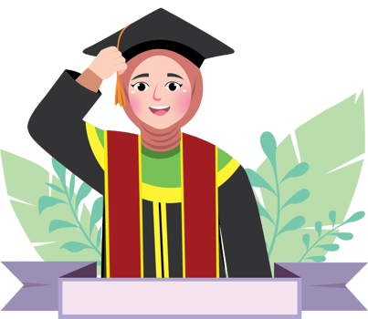 Happy Graduation Greeting Banner with Gift and Character png