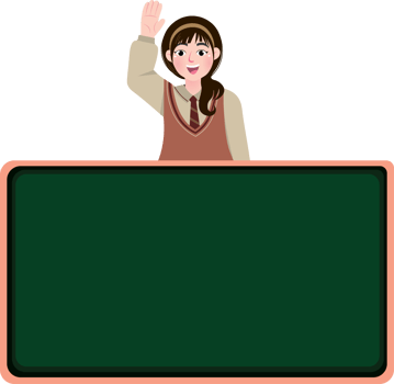 Korean Teen Girl in School Uniform Ready for Class with Blank Blackboard png