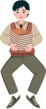 Korean Student Carrying Stack of Books png