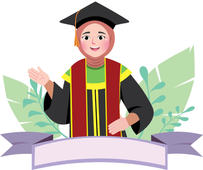 Graduation Message Banner with Student Character png