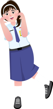 Happy Middle School Girl Posing with Finger Heart Gesture png