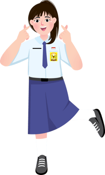 Smiling Teenage Girl in School Uniform Showing K-Pop Hand Sign png