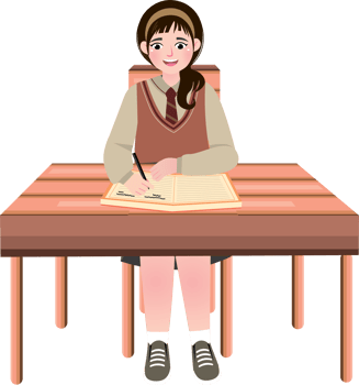 Girl Concentrating While Preparing for Exam at Study Table png