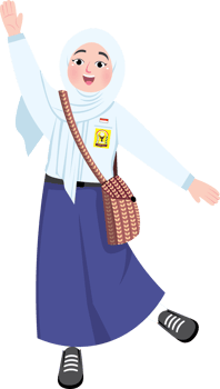Smiling Muslim Student in Uniform Holding Backpack png