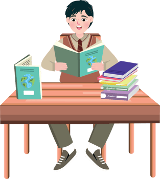 Korean High School Student Sitting at Desk png
