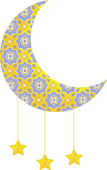 Golden Moon and Star with Moroccan Motif for Islamic Celebration png