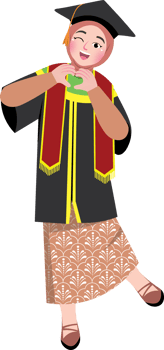 Smiling Girl in Cap and Gown Showing Korean Gesture png
