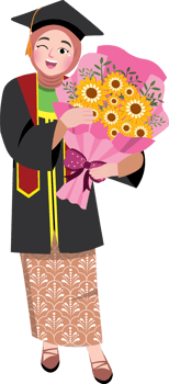 Smiling Graduate Girl with Flowers on Graduation Day png