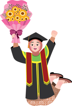 Happy Female Graduate Holding Bouquet After Ceremony png