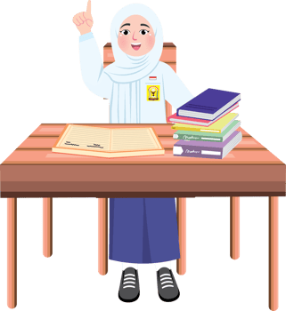 Hijab Girl Raising Hand in Junior High School Classroom png