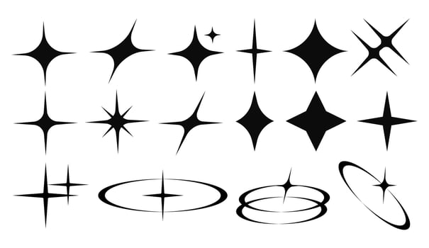 Set of Retro Y2K Star Icons vector