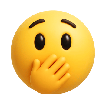 3d rendered emoji surprised face covering mouth with hand expressing shock or surprise png
