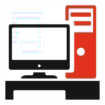 Desk icon concept in red color vector