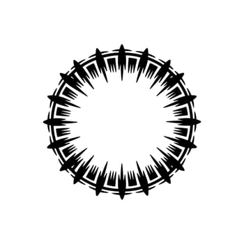 Black White Geometric Ornamental Circle on White Background vector