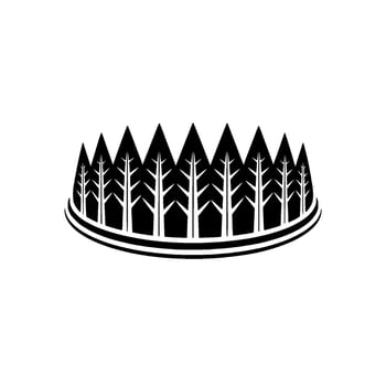 Minimalist Forest Emblem Black Trees on White vector