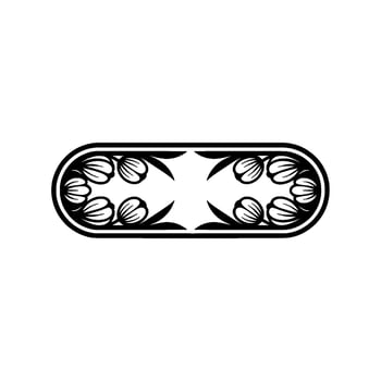 Ornate Floral Border, Black White, Minimalist vector