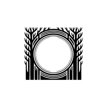 Art Deco Forest Frame Geometric Trees and Circle vector