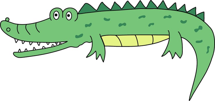 Cartoon Green Alligator with Big Eyes vector