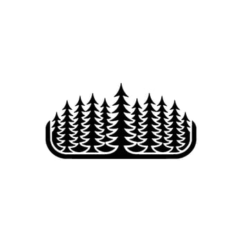 Stylized Black Forest Silhouette on White Background, Minimalist vector