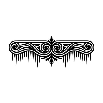 Decorative Black White Ornament with Icicles, Abstract vector