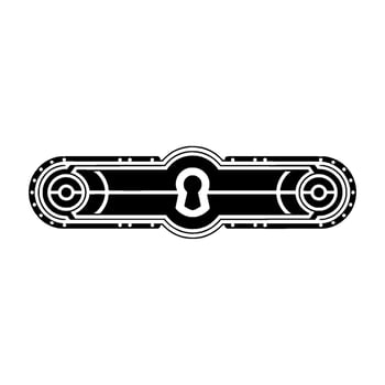 Art Deco Keyhole Element, Black White, Geometric vector
