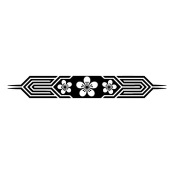Japanese Style Floral Border, Black and White, Decorative Element vector