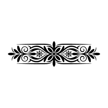 Elegant Black Floral Border with Snowflake Accents vector