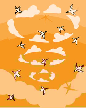 Birds Flying Among Clouds vector