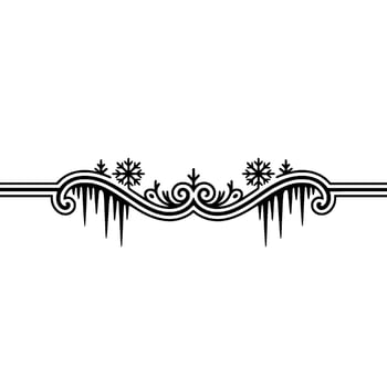 Elegant Winter Border Snowflakes, Icicles, Scrollwork vector