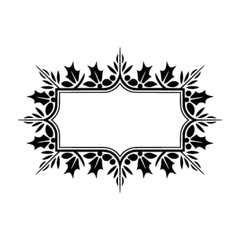 Elegant Black White Holly Frame for Holiday Designs vector