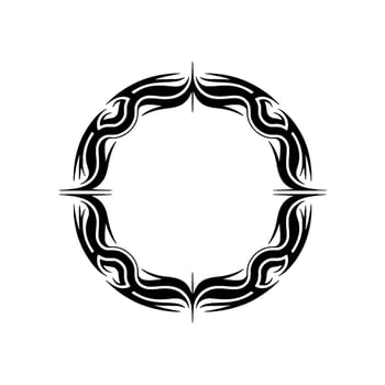 Minimalist Tribal Tattoo Frame, Black on Off-White, Circular vector