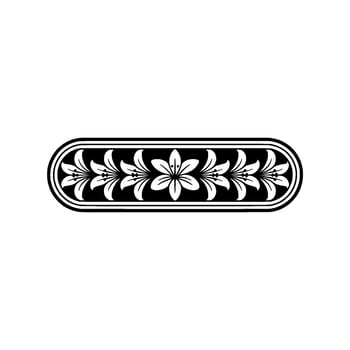 Elegant Black White Floral Ornament, Botanical Border vector