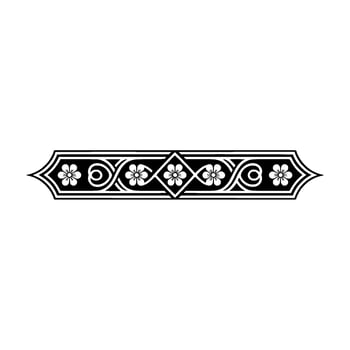 Floral Border Ornament, Black and White, Elegant , Decorative Element vector