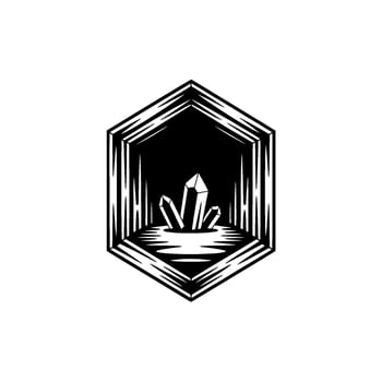 Geometric Crystal Cave Monochromatic vector