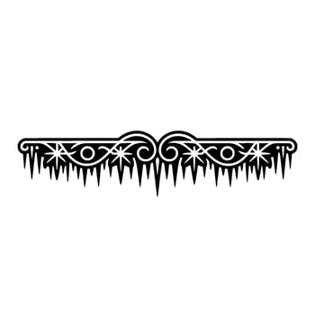 Ornamental Winter Border with Icicles, Black White Silhouette vector