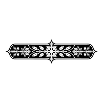 Winter Snowflake Border Ornament, Black and White, Minimalist vector