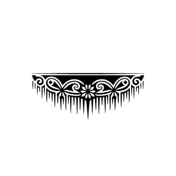 Ornamental Pattern Border Black Floral Icicle Element, Minimalist vector