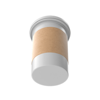 Coffee cup with kraft sleeve on transparent background, png