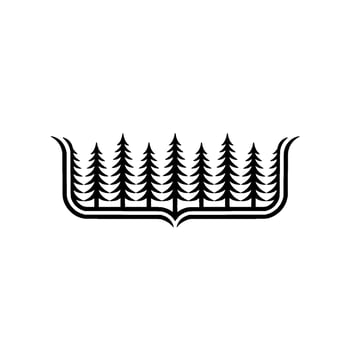 Minimalist Forest Emblem Black Spruce Trees in a Decorative Frame vector
